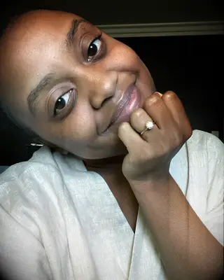 Quinta Brunson with her engagement ring