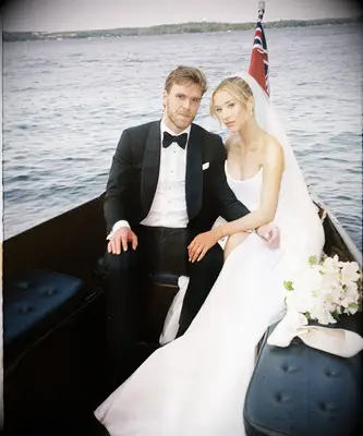 Connor McDavid and wife Lauren Kyle on their wedding day