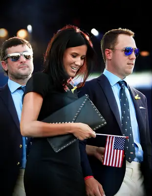 Justin Thomas and Jillian Wisniewski attend the Ryder Cup in Paris