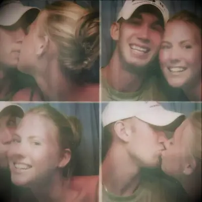 Photobooth pictures of Jason and Rebecca Yaros