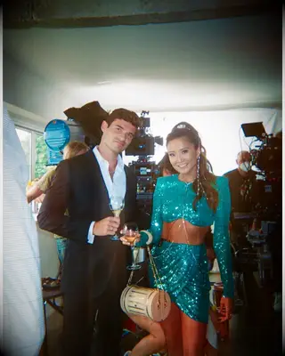 Ashley Park and Paul Forman on the set of Emily in Paris