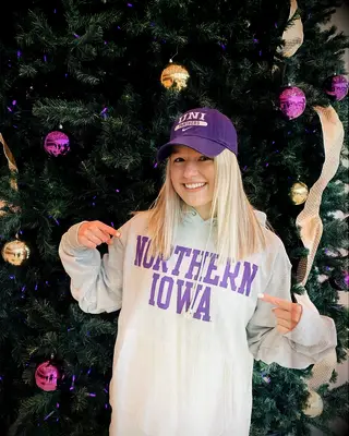 NFL Star Brock Purdy girlfriend Jenna Brandt in Northern Iowa U jersey