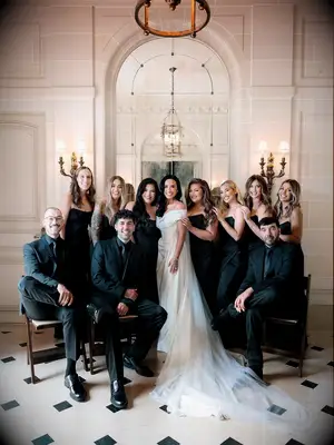 Demi Lovato with her bridesmaids and groomsmen