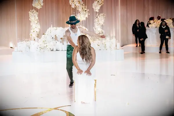 Mookie Betts dancing with wife Brianna at their wedding reception