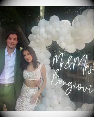 Jake Bongiovi and Millie Bobby Brown at their engagement party