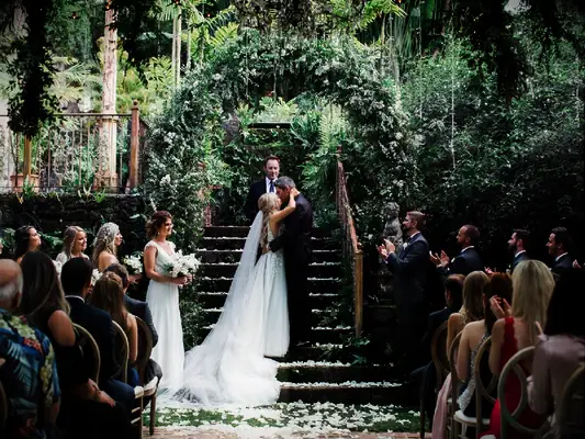 Bachelor Arie Luyendyk Jr. and Lauren Burnham during ceremony on wedding day