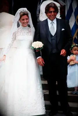 Marie-Chantal Miller smiling on wedding day
