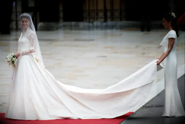 Kate Middleton wearing wedding dress on wedding day