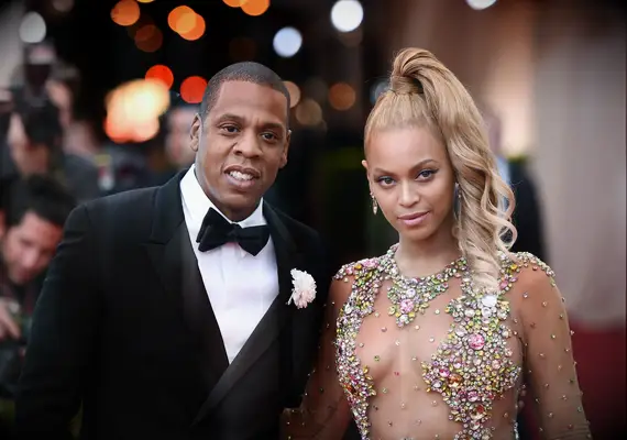 Beyonce and Jay-Z on a red carpet. 