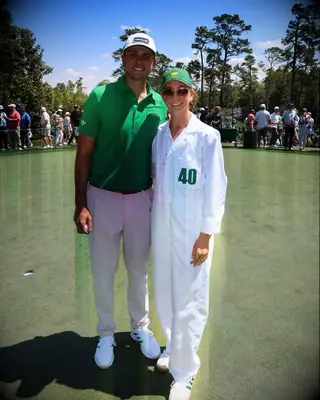 Ludvig Åberg and Olivia Peet on the fairgreen