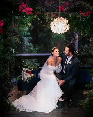Idina Menzel and her husband Aaron Lohr on their wedding day