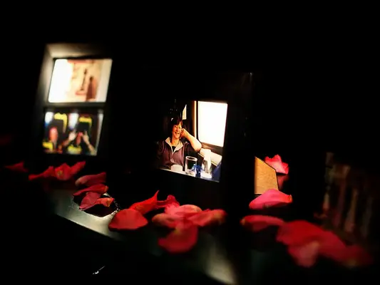 photographs in memory of family members as wedding ceremony decor