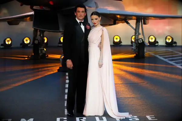 Miles Teller and Keleigh Sperry at Top Gun: Maverick London premiere