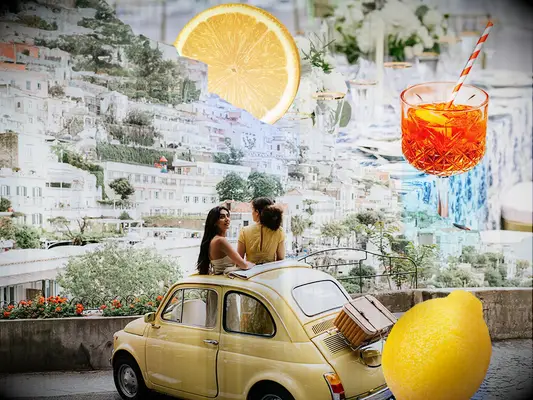 Amalficore bachelorette party theme inspiration collage