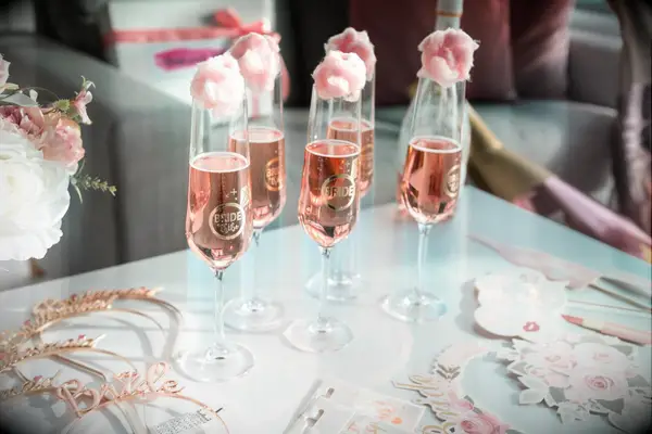 Glasses of rosé at bachelorette party