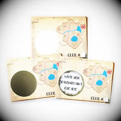 Treasure hunt themed scratch off bachelorette scavenger hunt game