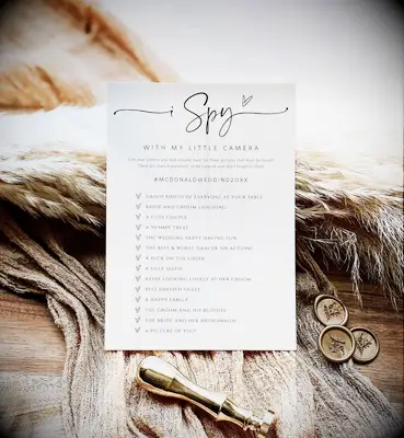 iSpy with my little camera minimalist bachelorette party scavenger hunt game