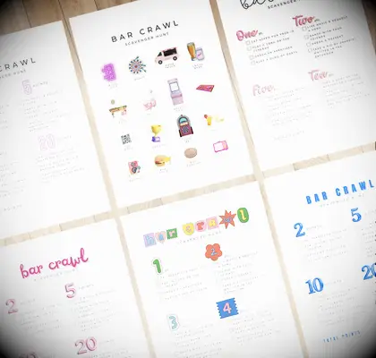 Bar crawl bachelorette party scavenger hunt bundle
