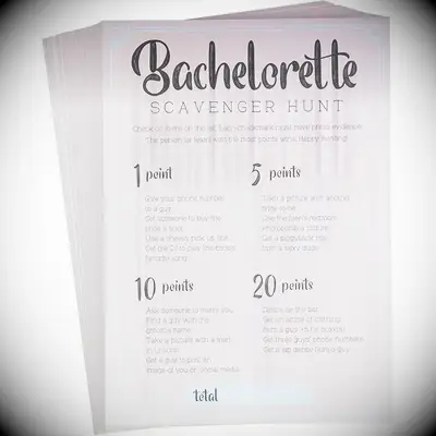 Bachelorette party scavenger hunt for bar