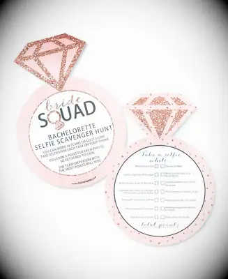 Rose gold diamond bachelorette selfie scavenger hunt
