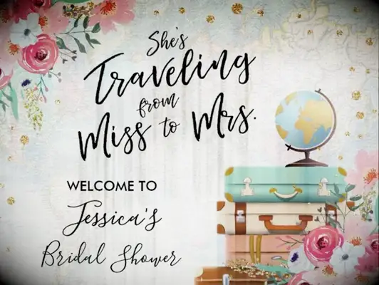 Traveling From Miss to Mrs. Bridal Shower Personalized Welcome Sign