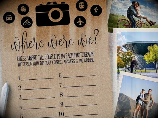 Travel-themed photo guessing game for your bridal shower