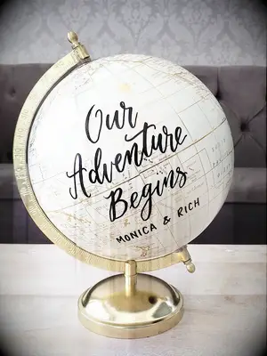 Personalized globe guest book for your bridal shower