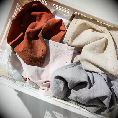 Colorful cotton cloth napkins rehearsal dinner decor