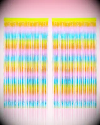 Rainbow foil curtains for bachelorette party