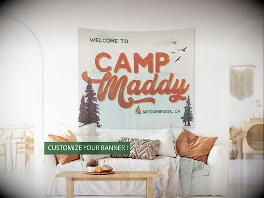 Custom camp banner for bachelorette party