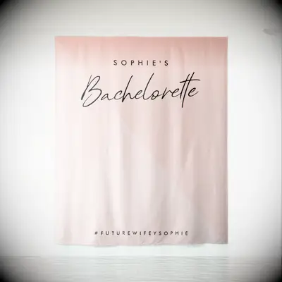 Pink photo backdrop for bachelorette party