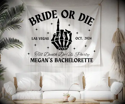 Bride or Die Photo Backdrop bachelorette party decorations