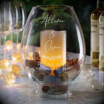 Engraved Hurricane Candle Holder bachelorette party favor