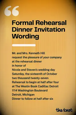 Formal rehearsal dinner invitation wording