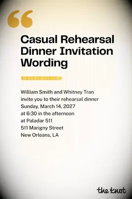 Casual rehearsal dinner invitation wording