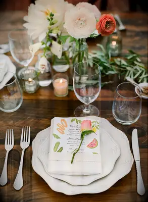 Watercolor menu for bridal shower