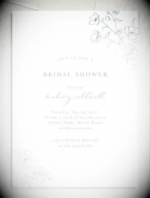 Hand-drawn floral adornment bridal shower invitation