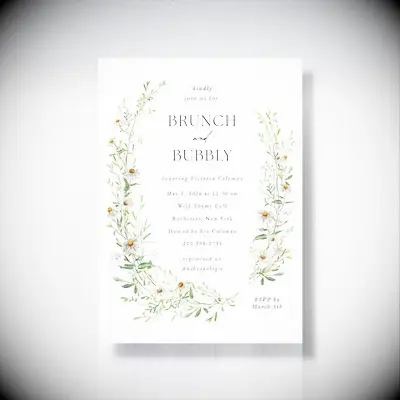 Wildflower brunch and bubbly bridal shower invite