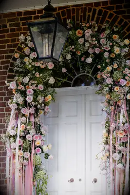 Floral archway on door