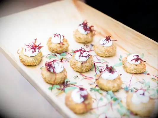 Mini crab cakes at bridal shower