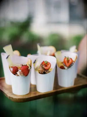 Fruit and cheese pairing at a bridal shower. 