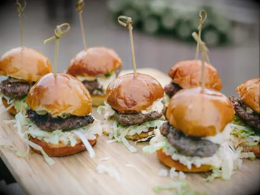 Mini sliders at bridal shower