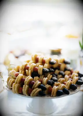 Pancake and fruit skewers at bridal shower