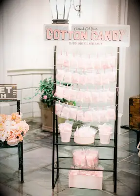 Cotton candy wall at bridal shower