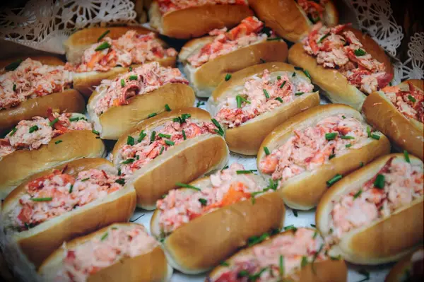 Mini lobster roll food idea for a bridal shower. 