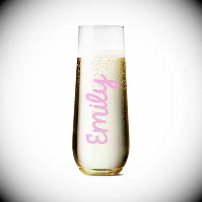 Personalized glass flute with name