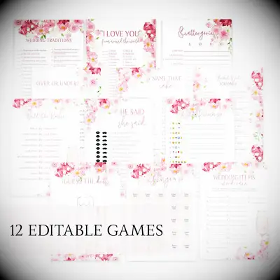 Bridal shower paper game set 