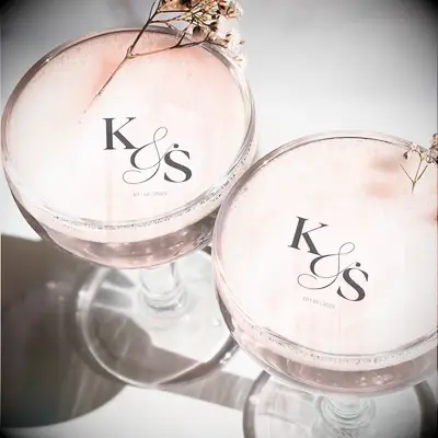 Edible garnish with initials for drinks