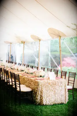 Bubbles and blossoms decor for a bridal shower