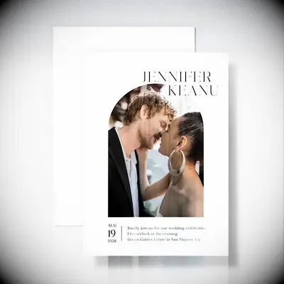 Modern arch rehearsal dinner invitation